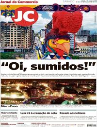 Capa do jornal Jornal do Commercio 02/03/2019