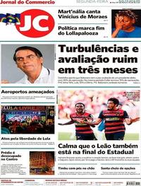 Capa do jornal Jornal do Commercio 08/04/2019