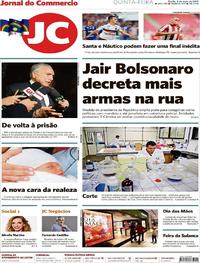 Capa do jornal Jornal do Commercio 09/05/2019