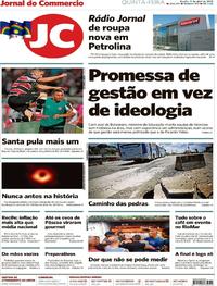 Capa do jornal Jornal do Commercio 11/04/2019