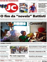 Capa do jornal Jornal do Commercio 14/01/2019