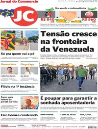 Capa do jornal Jornal do Commercio 22/02/2019