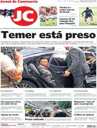 Capa do jornal Jornal do Commercio 22/03/2019