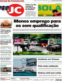 Capa do jornal Jornal do Commercio 03/06/2019