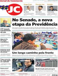 Capa do jornal Jornal do Commercio 08/08/2019