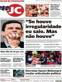 Capa do jornal Jornal do Commercio 20/06/2019