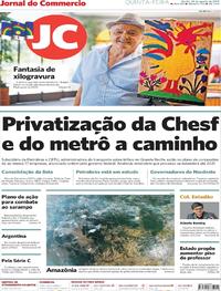 Capa do jornal Jornal do Commercio 22/08/2019