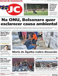 Capa do jornal Jornal do Commercio 23/09/2019