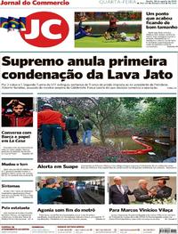 Capa do jornal Jornal do Commercio 28/08/2019