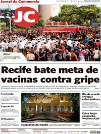 Capa do jornal Jornal do Commercio 29/05/2019