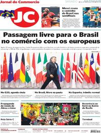 Capa do jornal Jornal do Commercio 29/06/2019