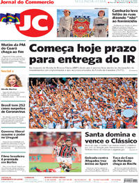 Capa do jornal Jornal do Commercio 02/03/2020