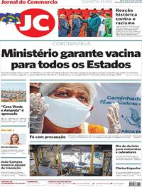 Capa do jornal Jornal do Commercio 09/12/2020