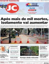 Capa do jornal Jornal do Commercio 11/05/2020