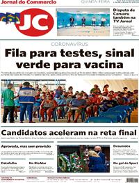 Capa do jornal Jornal do Commercio 12/11/2020