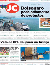 Capa do jornal Jornal do Commercio 13/03/2020