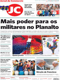 Capa do jornal Jornal do Commercio 14/02/2020