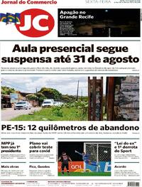 Capa do jornal Jornal do Commercio 14/08/2020