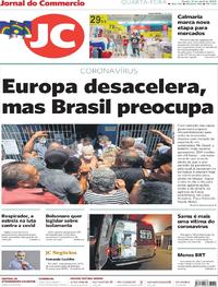 Capa do jornal Jornal do Commercio 15/04/2020