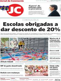 Capa do jornal Jornal do Commercio 15/05/2020