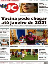 Capa do jornal Jornal do Commercio 15/10/2020