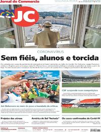 Capa do jornal Jornal do Commercio 16/03/2020