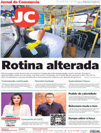 Capa do jornal Jornal do Commercio 18/03/2020