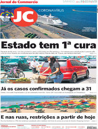 Capa do jornal Jornal do Commercio 21/03/2020
