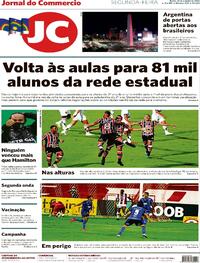 Capa do jornal Jornal do Commercio 26/10/2020