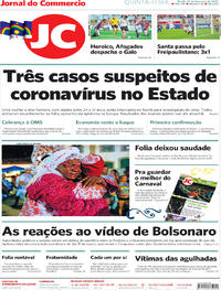 Capa do jornal Jornal do Commercio 27/02/2020