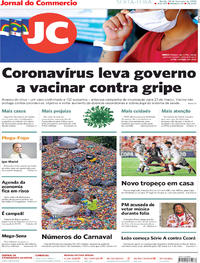 Capa do jornal Jornal do Commercio 28/02/2020