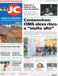 Capa do jornal Jornal do Commercio 29/02/2020