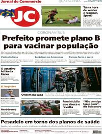 Capa do jornal Jornal do Commercio 06/01/2021