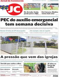 Capa do jornal Jornal do Commercio 08/03/2021