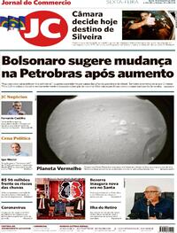 Capa do jornal Jornal do Commercio 19/02/2021