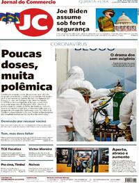 Capa do jornal Jornal do Commercio 20/01/2021