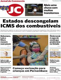Capa do jornal Jornal do Commercio 15/01/2022
