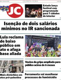 Capa do jornal Jornal do Commercio 02/05/2024