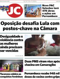 Capa do jornal Jornal do Commercio 08/03/2024
