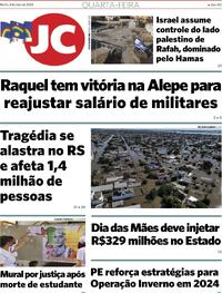 Capa do jornal Jornal do Commercio 08/05/2024