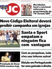 Capa do jornal Jornal do Commercio 10/03/2024