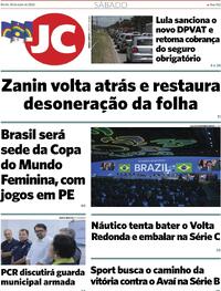 Capa do jornal Jornal do Commercio 18/05/2024