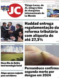 Capa do jornal Jornal do Commercio 25/04/2024