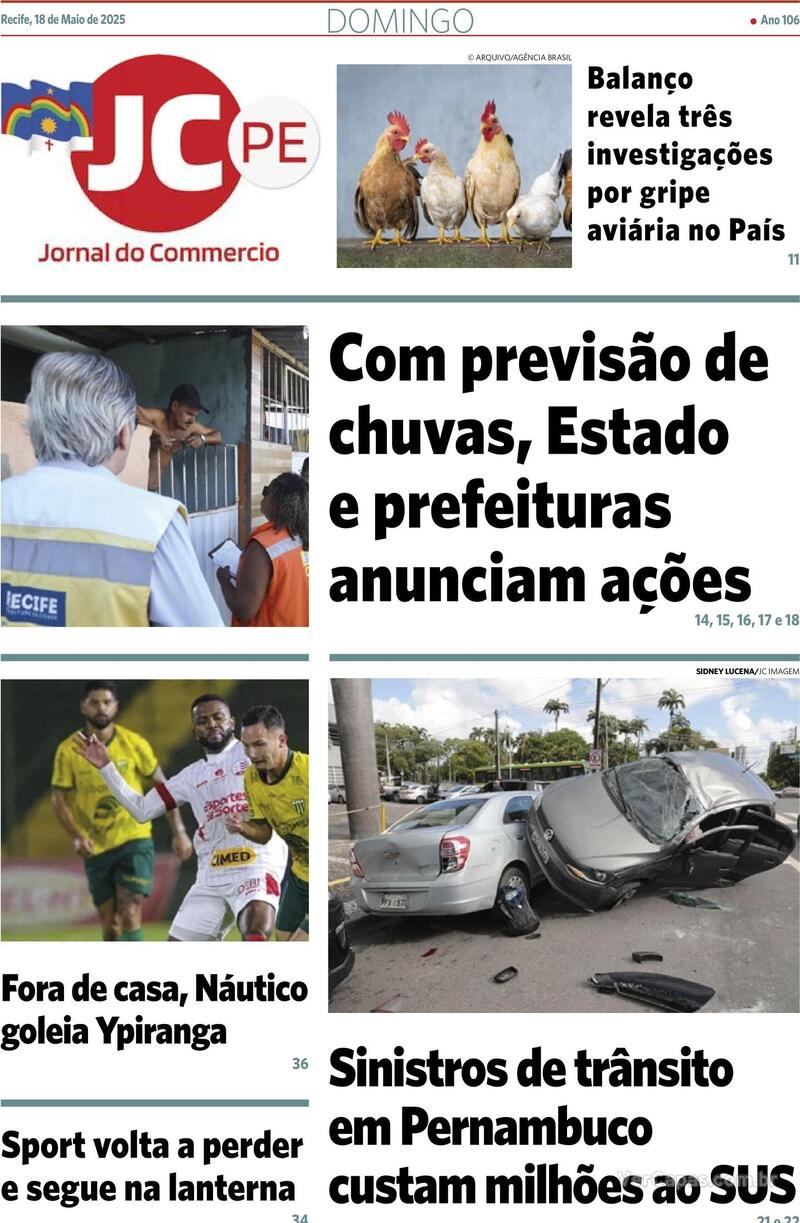Capa do jornal Jornal do Commercio 18/05/2025