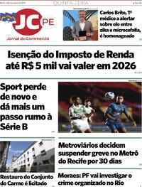 Capa do jornal Jornal do Commercio 06/11/2025