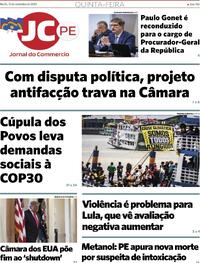 Capa do jornal Jornal do Commercio 13/11/2025