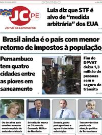 Capa do jornal Jornal do Commercio 20/07/2025