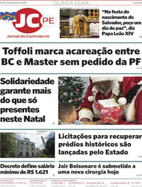 Capa do jornal Jornal do Commercio 25/12/2025