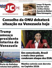 Capa do jornal Jornal do Commercio 05/01/2026
