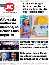 Capa do jornal Jornal do Commercio 08/03/2026